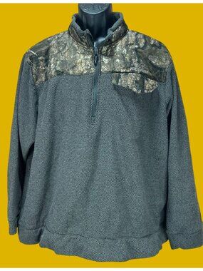Realtree Mens Polyester Gray 1/4 Zip Jacket XL